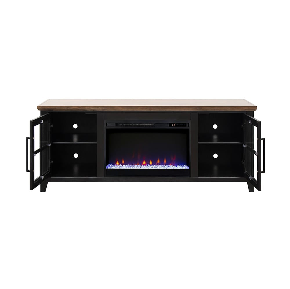Legends Furniture - Bridgevine Home Providence 66 inch Fireplace TV Stand, For TVs up to 80 inc, Black and Bourbon Finish - PD5210E.BNB view 3