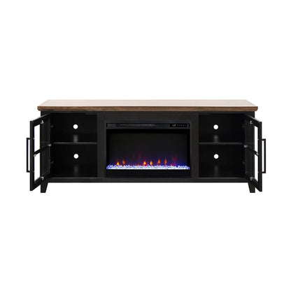 Legends Furniture - Bridgevine Home Providence 66 inch Fireplace TV Stand, For TVs up to 80 inc, Black and Bourbon Finish - PD5210E.BNB view 3
