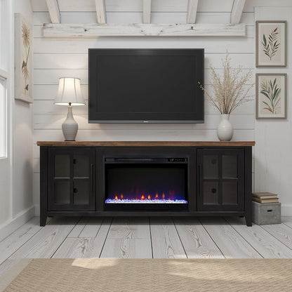 Legends Furniture - Bridgevine Home Providence 66 inch Fireplace TV Stand, For TVs up to 80 inc, Black and Bourbon Finish - PD5210E.BNB view 5