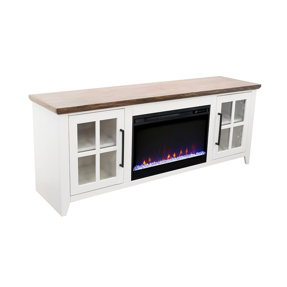 Legends Furniture - Bridgevine Home Providence 66 inch Fireplace TV Stand, For TVs up to 80 inc, White and Bourbon Finish - PD5210E.WBR view 1