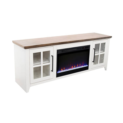 Legends Furniture - Bridgevine Home Providence 66 inch Fireplace TV Stand, For TVs up to 80 inc, White and Bourbon Finish - PD5210E.WBR view 1