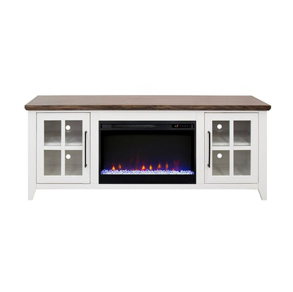 Legends Furniture - Bridgevine Home Providence 66 inch Fireplace TV Stand, For TVs up to 80 inc, White and Bourbon Finish - PD5210E.WBR view 2