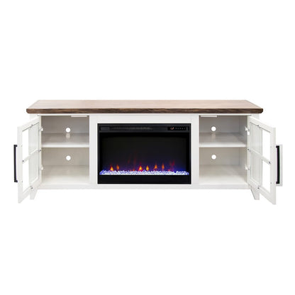 Legends Furniture - Bridgevine Home Providence 66 inch Fireplace TV Stand, For TVs up to 80 inc, White and Bourbon Finish - PD5210E.WBR view 3