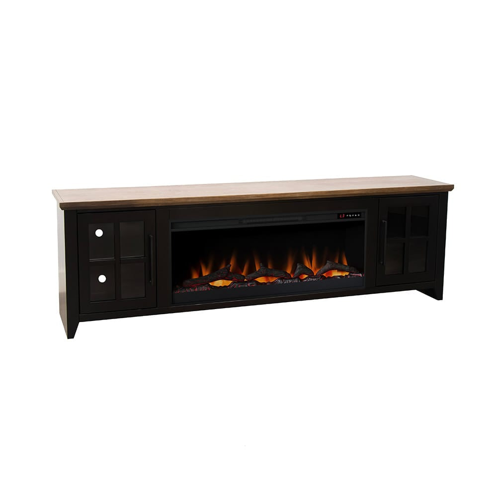 Legends Furniture - Bridgevine Home Providence 83 inch Fireplace TV Stand, For TVs up to 95 inc, Black and Bourbon Finish - PD5410E.BNB view 1