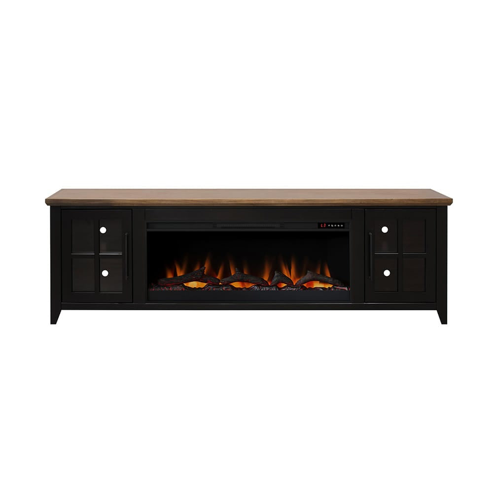 Legends Furniture - Bridgevine Home Providence 83 inch Fireplace TV Stand, For TVs up to 95 inc, Black and Bourbon Finish - PD5410E.BNB view 2
