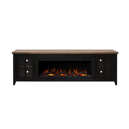 Legends Furniture - Bridgevine Home Providence 83 inch Fireplace TV Stand, For TVs up to 95 inc, Black and Bourbon Finish - PD5410E.BNB view 2