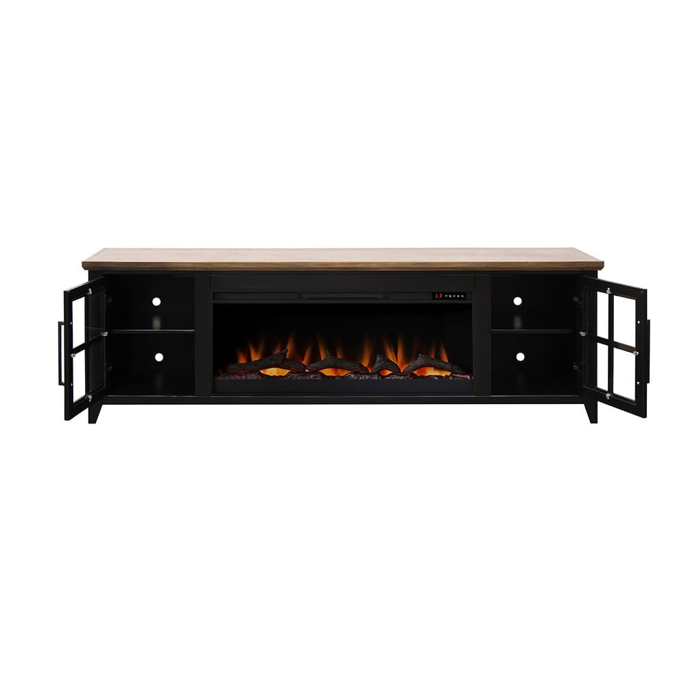 Legends Furniture - Bridgevine Home Providence 83 inch Fireplace TV Stand, For TVs up to 95 inc, Black and Bourbon Finish - PD5410E.BNB view 3