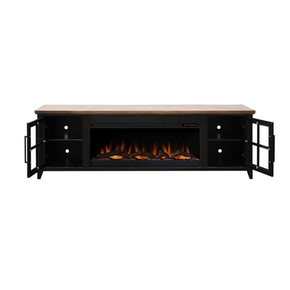 Legends Furniture - Bridgevine Home Providence 83 inch Fireplace TV Stand, For TVs up to 95 inc, Black and Bourbon Finish - PD5410E.BNB view 3