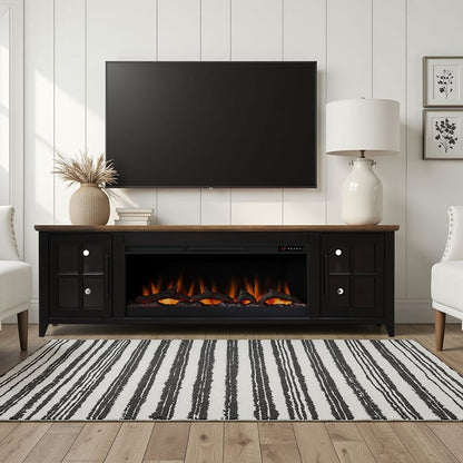 Legends Furniture - Bridgevine Home Providence 83 inch Fireplace TV Stand, For TVs up to 95 inc, Black and Bourbon Finish - PD5410E.BNB view 5