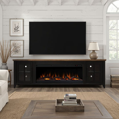 Legends Furniture - Bridgevine Home Providence 83 inch Fireplace TV Stand, For TVs up to 95 inc, Black and Bourbon Finish - PD5410E.BNB view 6
