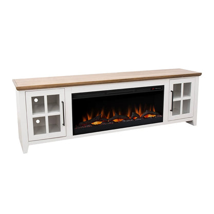 Legends Furniture - Bridgevine Home Providence 83 inch Fireplace TV Stand, For TVs up to 95 inc, White and Bourbon Finish - PD5410E.WBR view 1