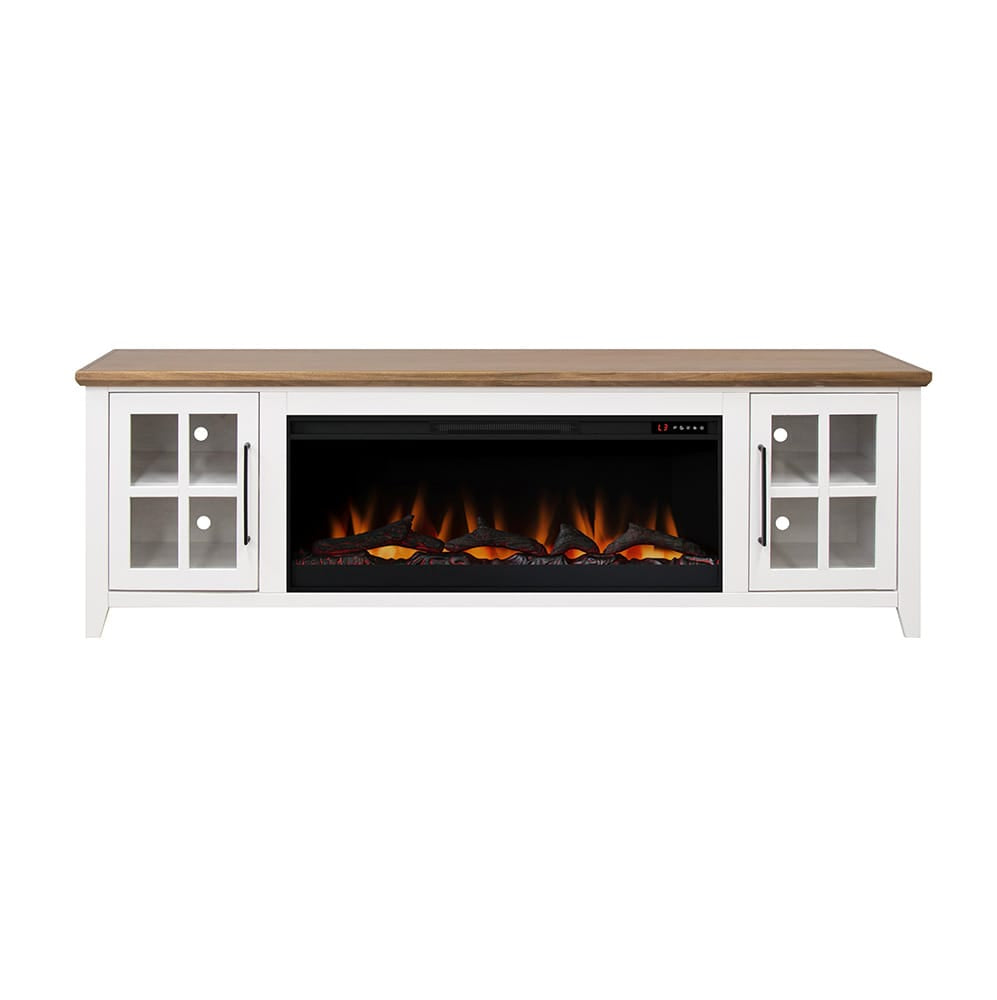 Legends Furniture - Bridgevine Home Providence 83 inch Fireplace TV Stand, For TVs up to 95 inc, White and Bourbon Finish - PD5410E.WBR view 2