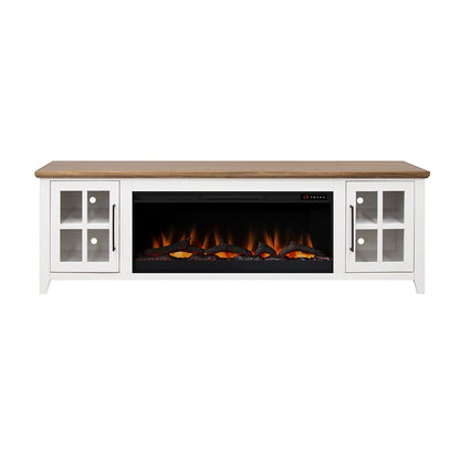 Legends Furniture - Bridgevine Home Providence 83 inch Fireplace TV Stand, For TVs up to 95 inc, White and Bourbon Finish - PD5410E.WBR view 2