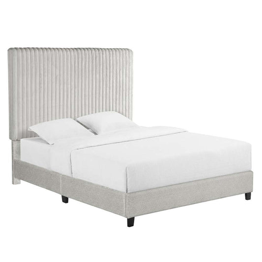 Legends Furniture - Bridgevine Home Queen Size Light Minky Headboard Upholstered Platform Bed - ZBRD-7003QN veiw 1