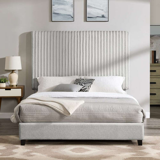 Legends Furniture - Bridgevine Home Queen Size Light Minky Headboard Upholstered Platform Bed - ZBRD-7003QN veiw 2