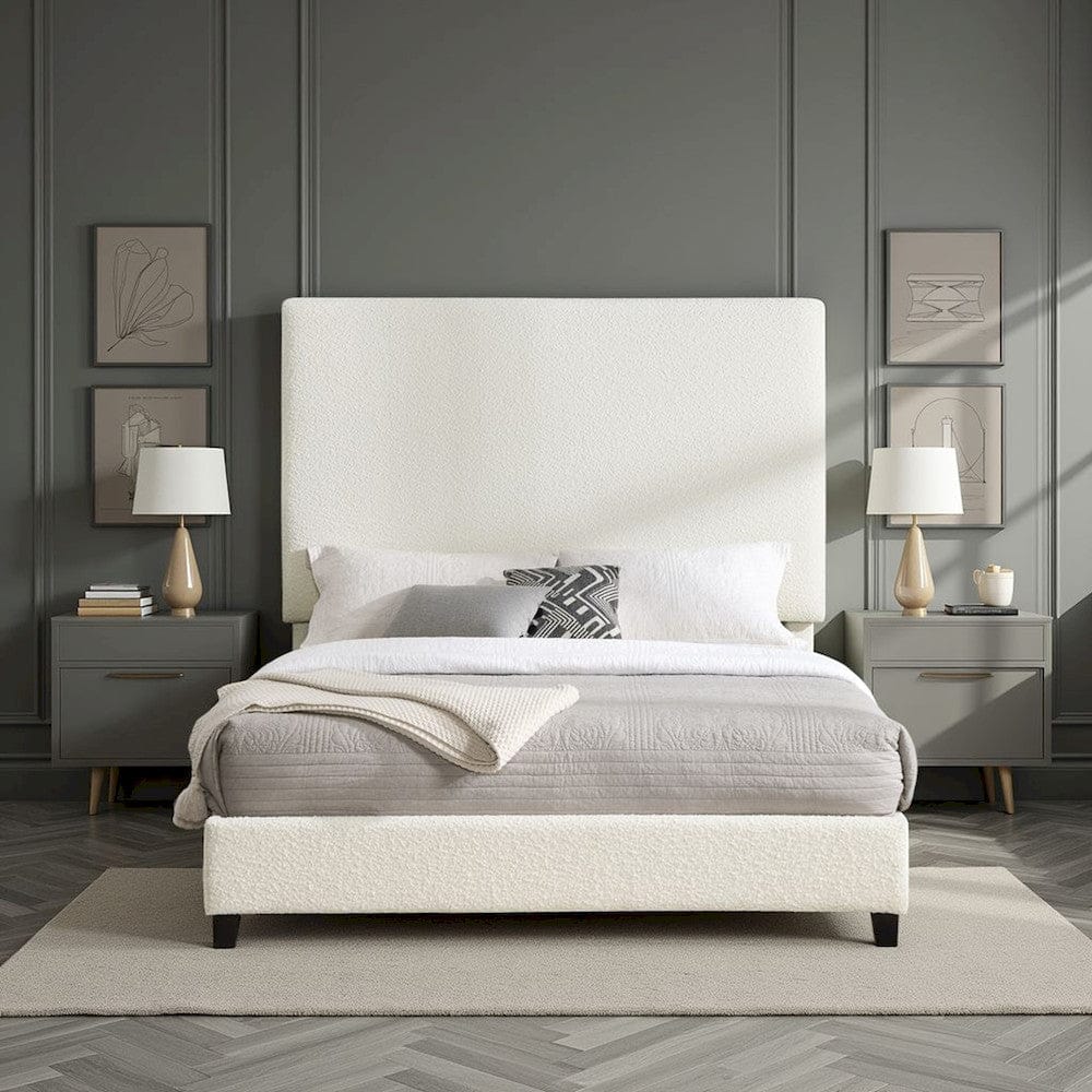 Bridgevine Home - Queen Size Tall Boucle Headboard Upholstered Platform Bed - ZBRD-7006QN view 11