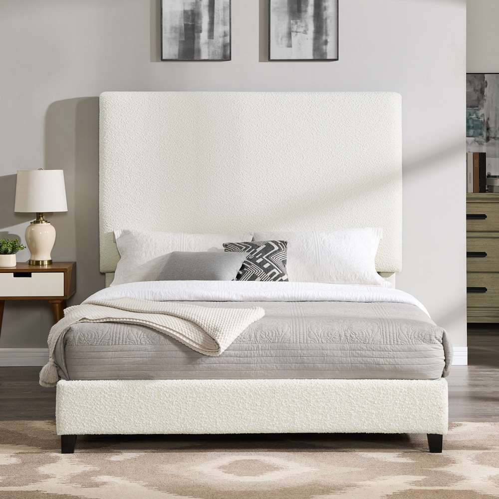 Legends Furniture - Bridgevine Home Queen Size Tall Boucle Headboard Upholstered Platform Bed - ZBRD-7006QN veiw 1