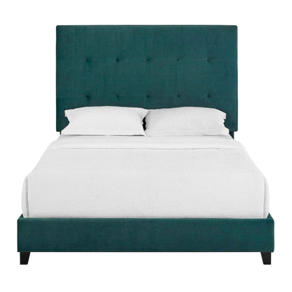 Bridgevine Home - Queen Size Tall Green Velvet Tufted Headboard Upholstered Platform Bed - ZBRD-7004QN view 5