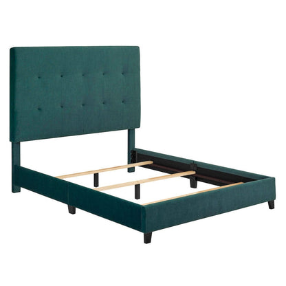 Bridgevine Home - Queen Size Tall Green Velvet Tufted Headboard Upholstered Platform Bed - ZBRD-7004QN view 6