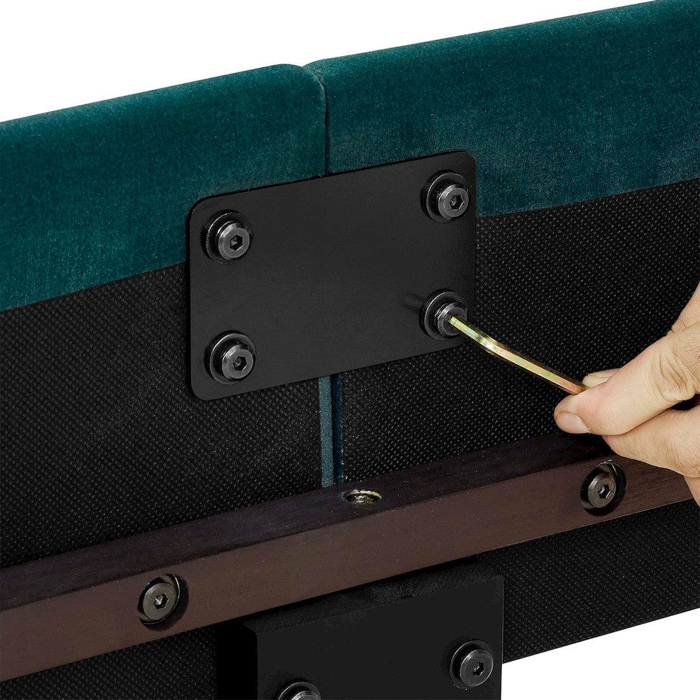 Bridgevine Home - Queen Size Tall Green Velvet Tufted Headboard Upholstered Platform Bed - ZBRD-7004QN view 9