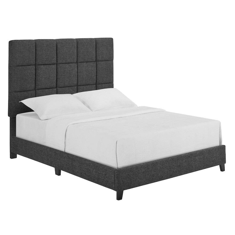 Bridgevine Home - Queen Size Tall Grey Square Headboard Upholstered Platform Bed - ZBRD-7007QN view 5