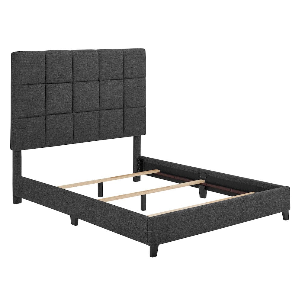 Bridgevine Home - Queen Size Tall Grey Square Headboard Upholstered Platform Bed - ZBRD-7007QN view 6