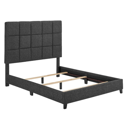 Bridgevine Home - Queen Size Tall Grey Square Headboard Upholstered Platform Bed - ZBRD-7007QN view 6