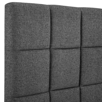 Bridgevine Home - Queen Size Tall Grey Square Headboard Upholstered Platform Bed - ZBRD-7007QN view 8
