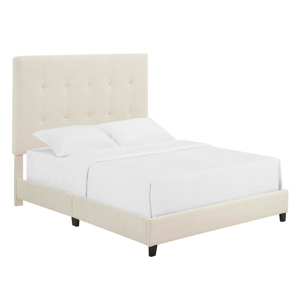 Bridgevine Home - Queen Size Tall Tan Tufted Headboard Upholstered Platform Bed - ZBRD-7002QN view 6