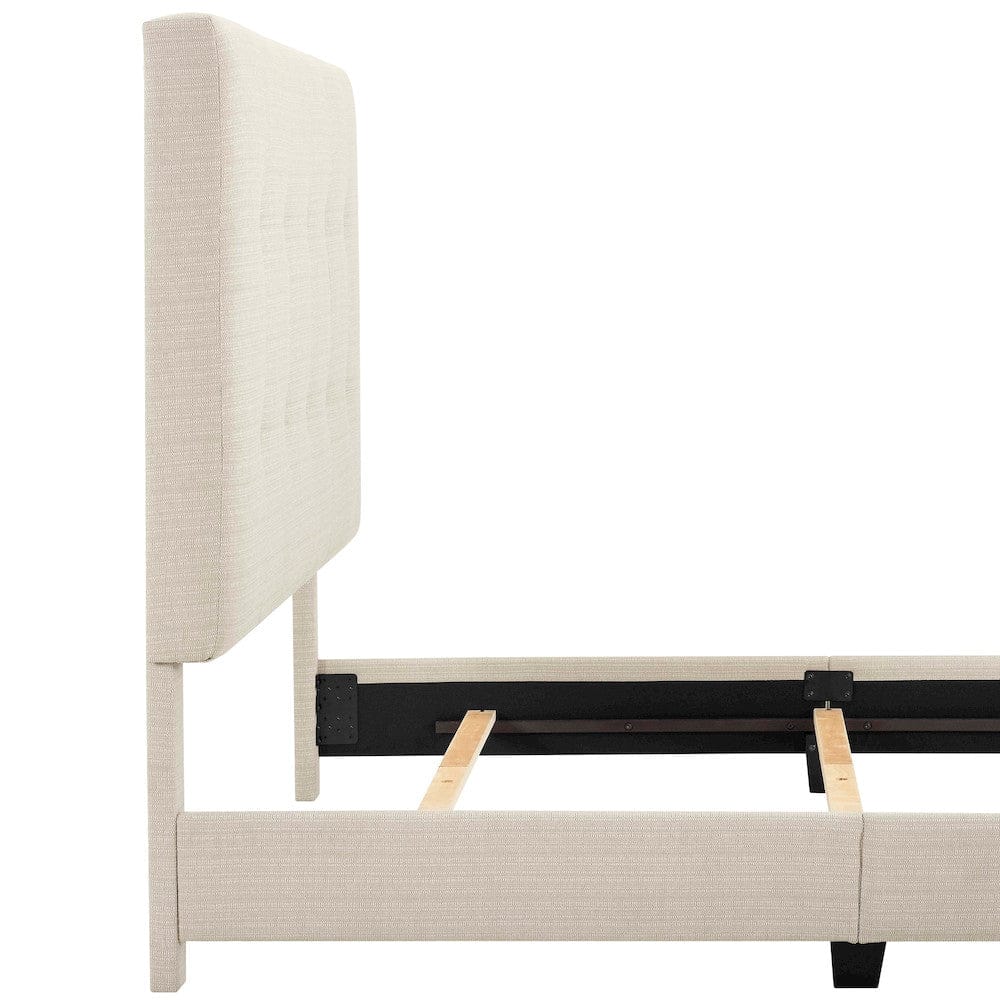 Bridgevine Home - Queen Size Tall Tan Tufted Headboard Upholstered Platform Bed - ZBRD-7002QN view 7