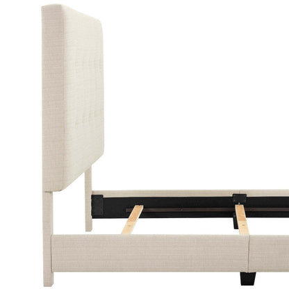 Bridgevine Home - Queen Size Tall Tan Tufted Headboard Upholstered Platform Bed - ZBRD-7002QN view 7