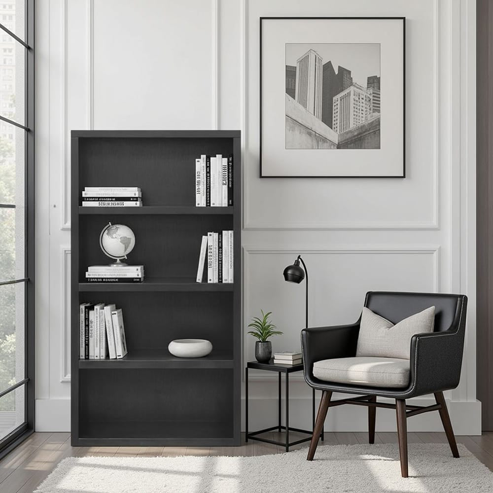 Legends Furniture - Bridgevine Home Radiance 60 inch High Bookshelf, Black Finish - RA6860E.SLS view 4