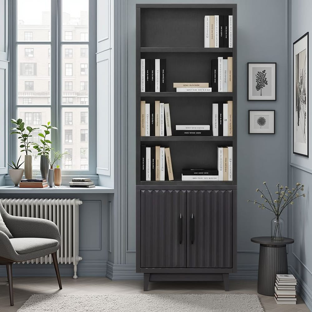 Legends Furniture - Bridgevine Home Radiance 60 inch High Bookshelf, Black Finish - RA6860E.SLS view 6