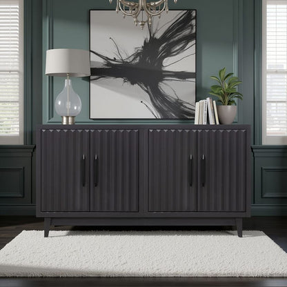 Legends Furniture - Bridgevine Home Radiance 64 inch Four Door Cabinet, Black Finish - RA1040E.SLS view 6