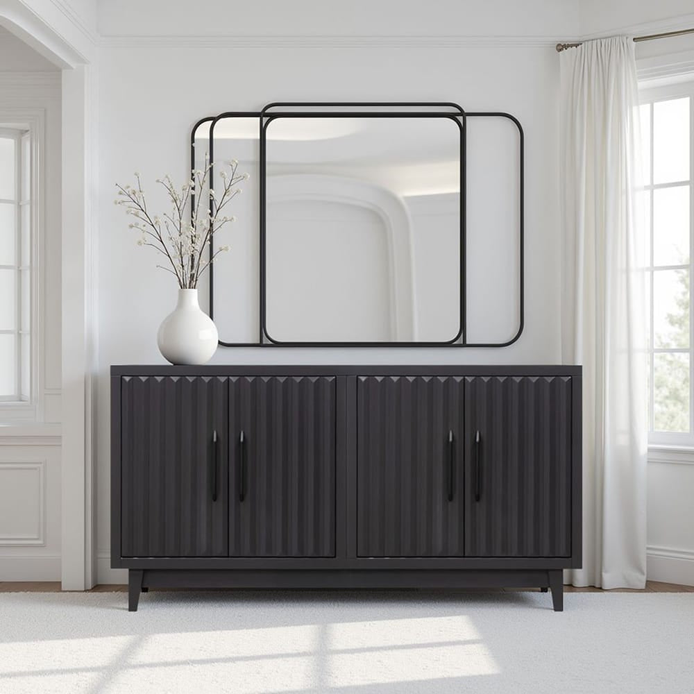 Legends Furniture - Bridgevine Home Radiance 64 inch Four Door Cabinet, Black Finish - RA1040E.SLS view 7