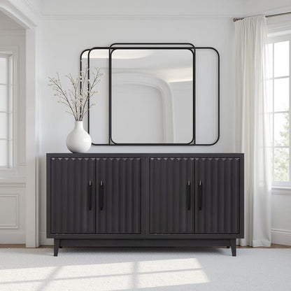 Legends Furniture - Bridgevine Home Radiance 64 inch Four Door Cabinet, Black Finish - RA1040E.SLS view 7
