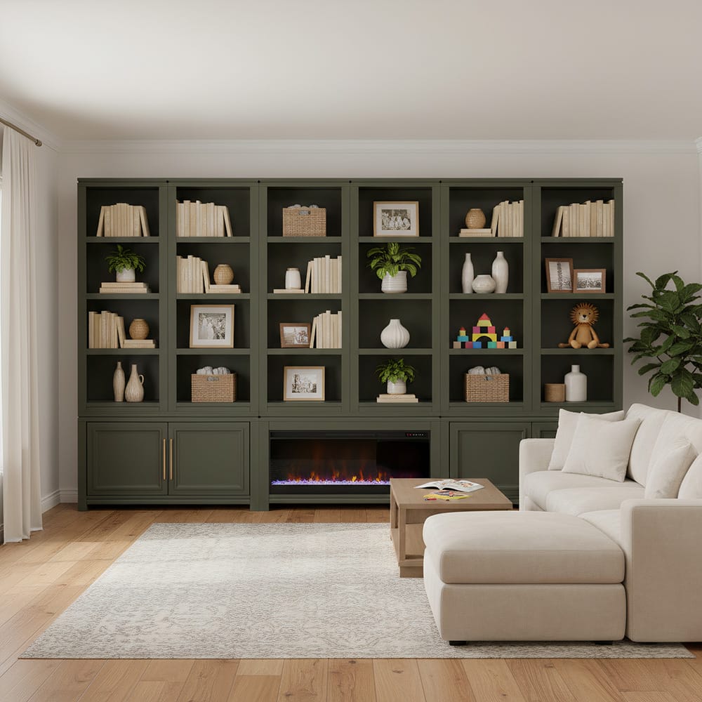 Legends Furniture - Camden 48 in. Electric Fireplace Base Cabinet, Modular Wall System, Green - TC5401E.SHG view 3