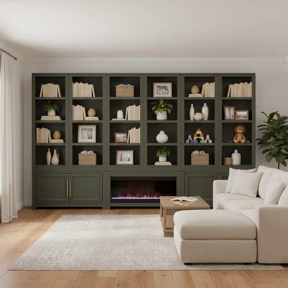 Legends Furniture - Camden 48 in. Electric Fireplace Base Cabinet, Modular Wall System, Green - TC5401E.SHG view 3