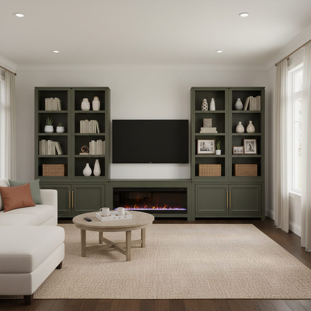 Legends Furniture - Camden 48 in. Electric Fireplace Base Cabinet, Modular Wall System, Green - TC5401E.SHG view 5