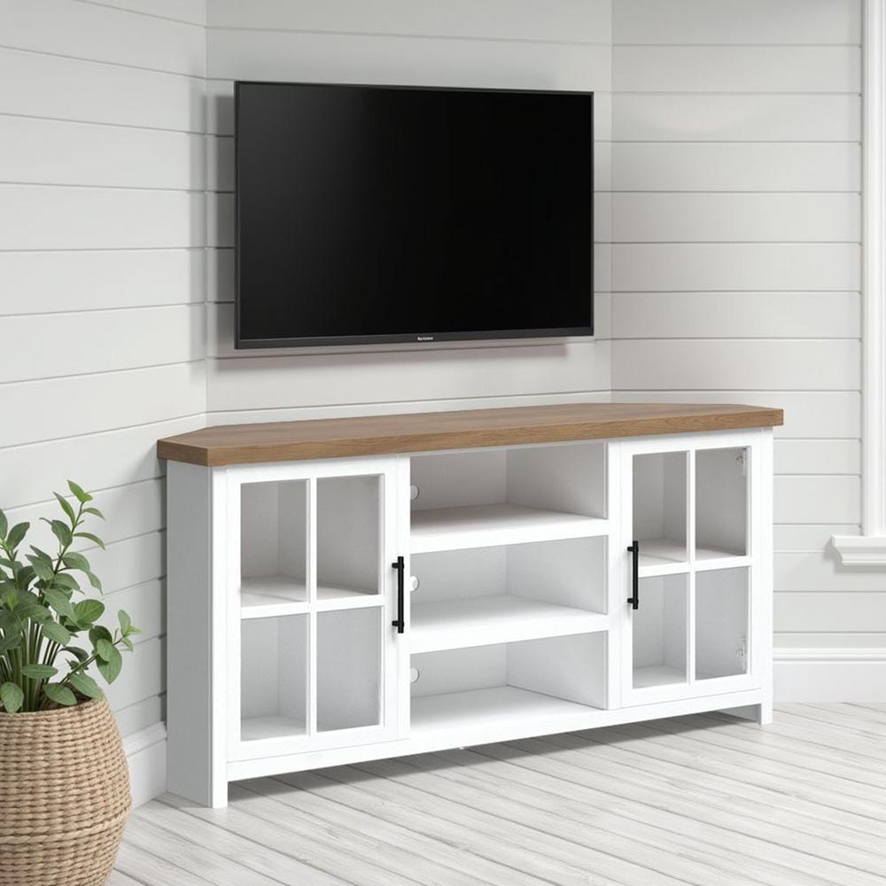 Legends Furniture - Hampton 67 inch Corner TV Stand in Jasmine Whitewash and Barnwood - HT1220.BJW veiw 6