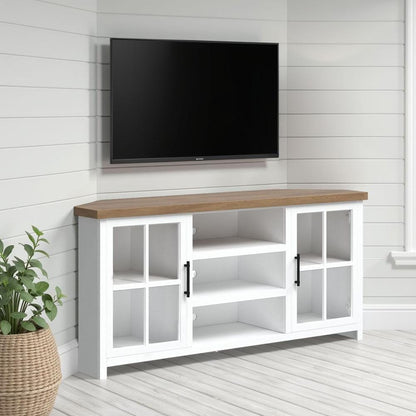 Legends Furniture - Hampton 67 inch Corner TV Stand in Jasmine Whitewash and Barnwood - HT1220.BJW veiw 6