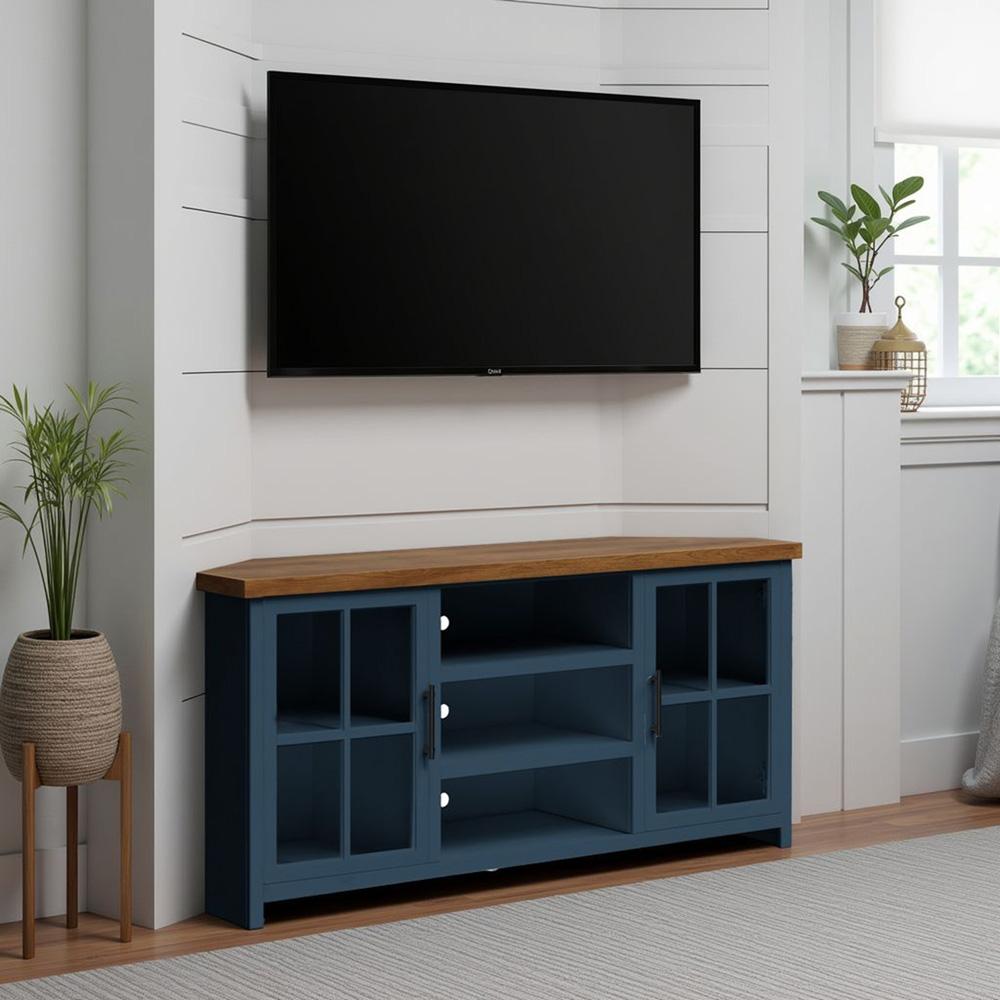 Legends Furniture - Nantucket 67 inch Corner TV Stand in Blue Denim and Whiskey - NT1220.BWK veiw 6