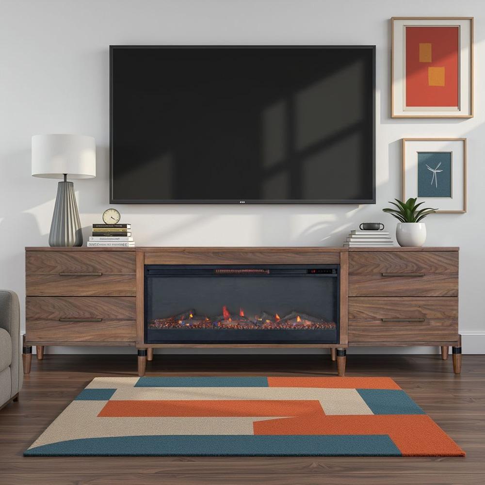 Legends Furniture - Tranquility 94 inch Fireplace TV Stand in Walnut - ZTRN-1994 veiw 5