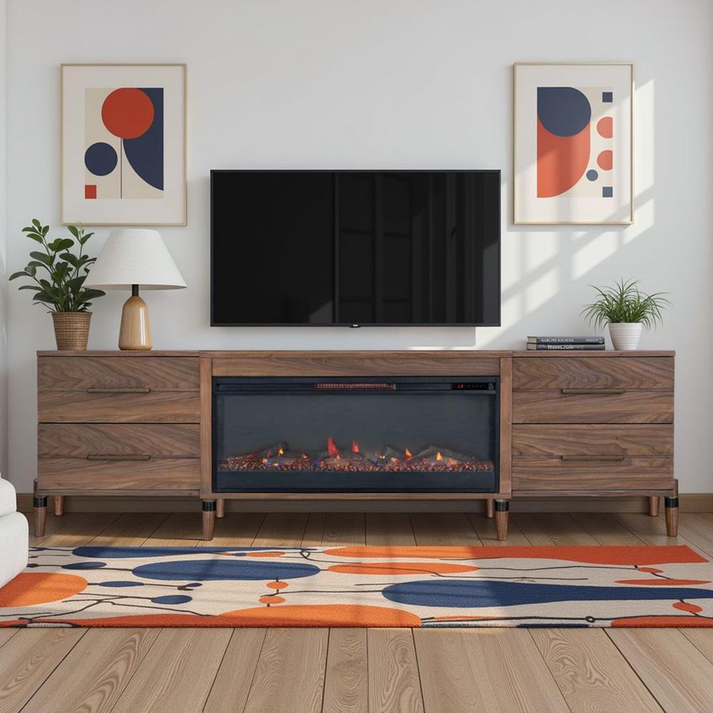 Legends Furniture - Tranquility 94 inch Fireplace TV Stand in Walnut - ZTRN-1994 veiw 6