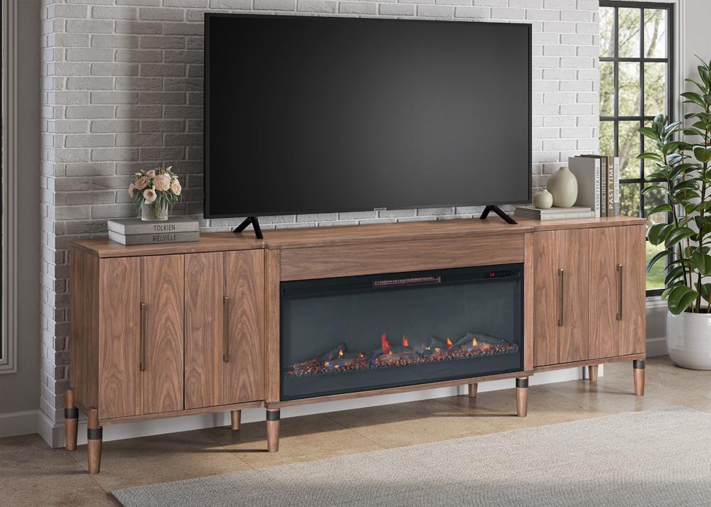 Legends Furniture - Tranquility 94 inch Fireplace TV Stand in Walnut - ZTRN-1994 veiw 7
