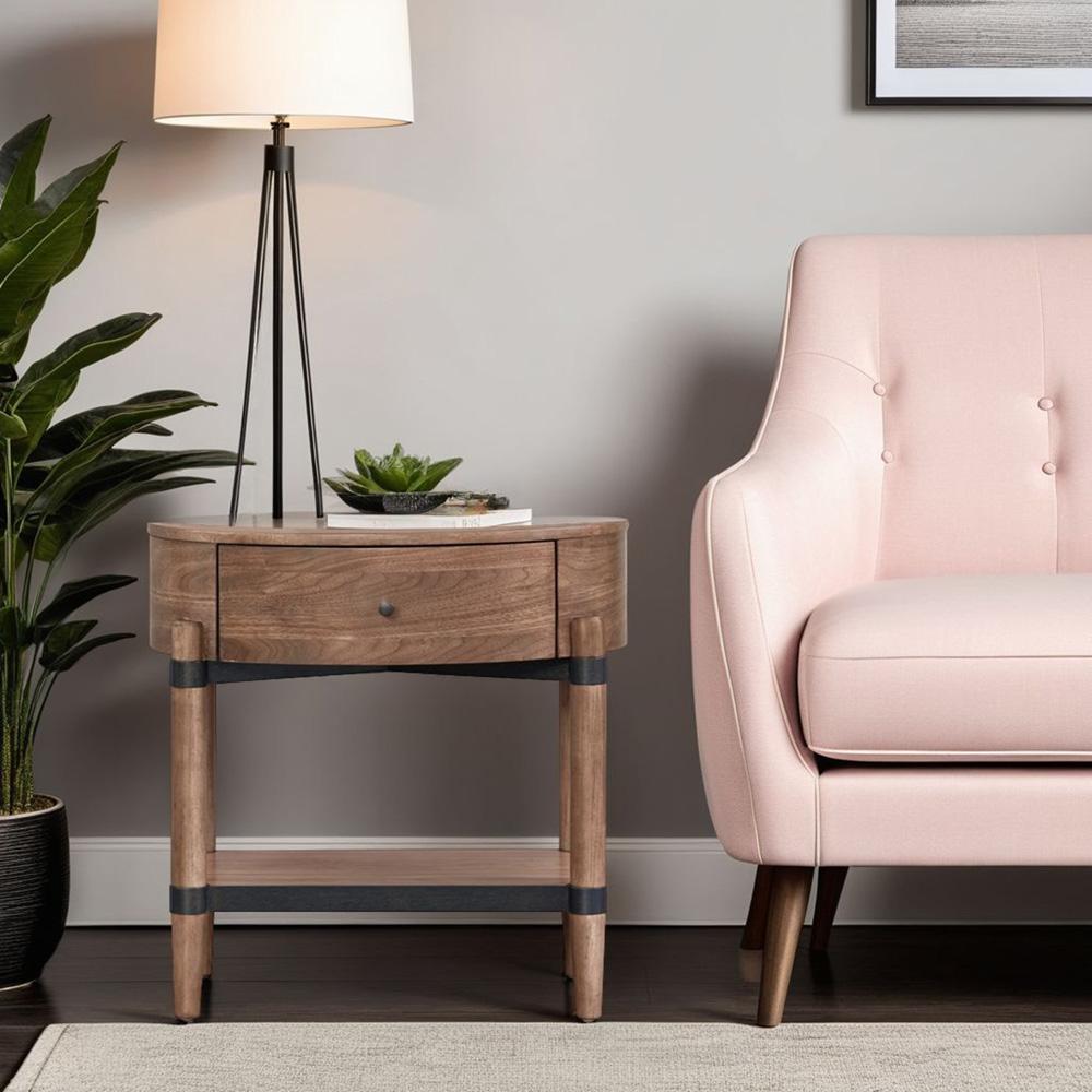 Legends Furniture - Tranquility Oval One Drawer Nightstand in Walnut - ZTRN-7015 veiw 7