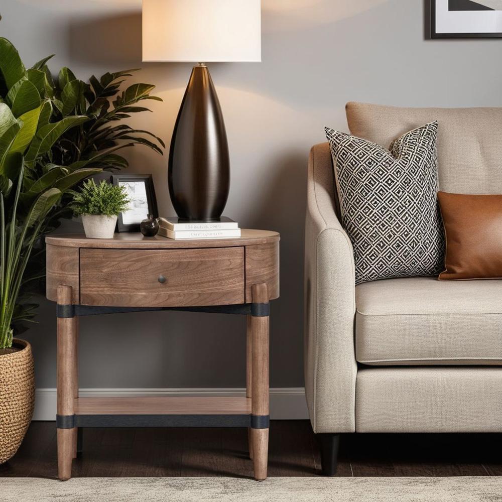 Legends Furniture - Tranquility Oval One Drawer Nightstand in Walnut - ZTRN-7015 veiw 8