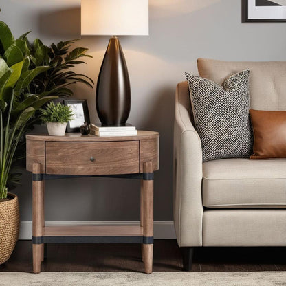 Legends Furniture - Tranquility Oval One Drawer Nightstand in Walnut - ZTRN-7015 veiw 8