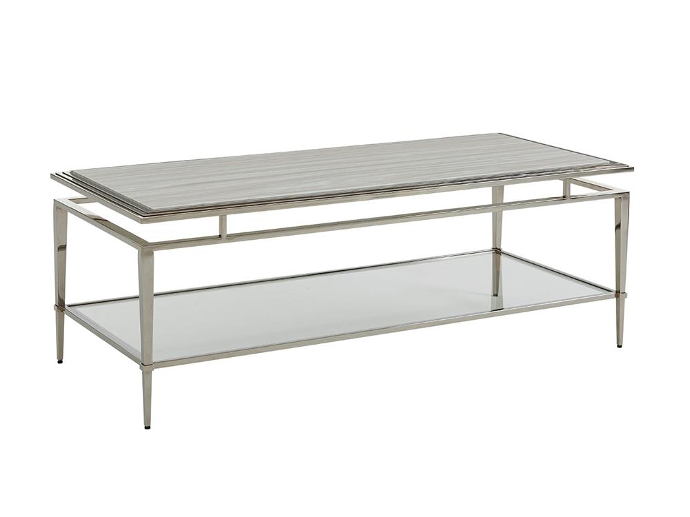 Lexington - Ariana Athene Rectangular Cocktail Table In Platinum Finish Frame And Silver White Marble Top - 732-945C veiw 1