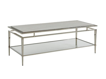 Lexington - Ariana Athene Rectangular Cocktail Table In Platinum Finish Frame And Silver White Marble Top - 732-945C veiw 1